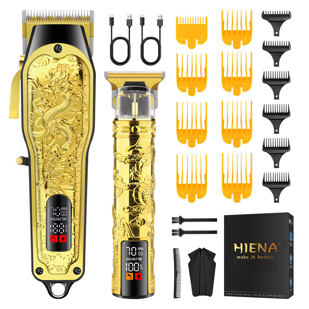 Designer 2025 Professional Hair Salon Retro Faucet Haircut Digital Display Bald Shaver Haircut Machine Relief Set