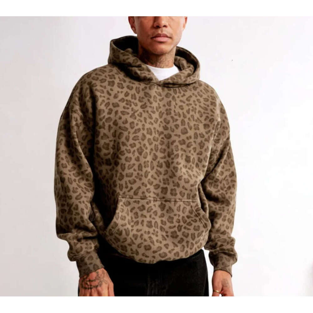 Autumn And Winter Leopard Print Hooded Sweatshirt Sports Style Casual Versatile B5