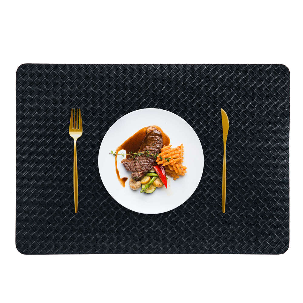 6 pieces Nordic Style Creative Double-Sided Woven Leather Placemat Dining Heat Insulation High-End Hotel Home Anti-Scald Table Mat