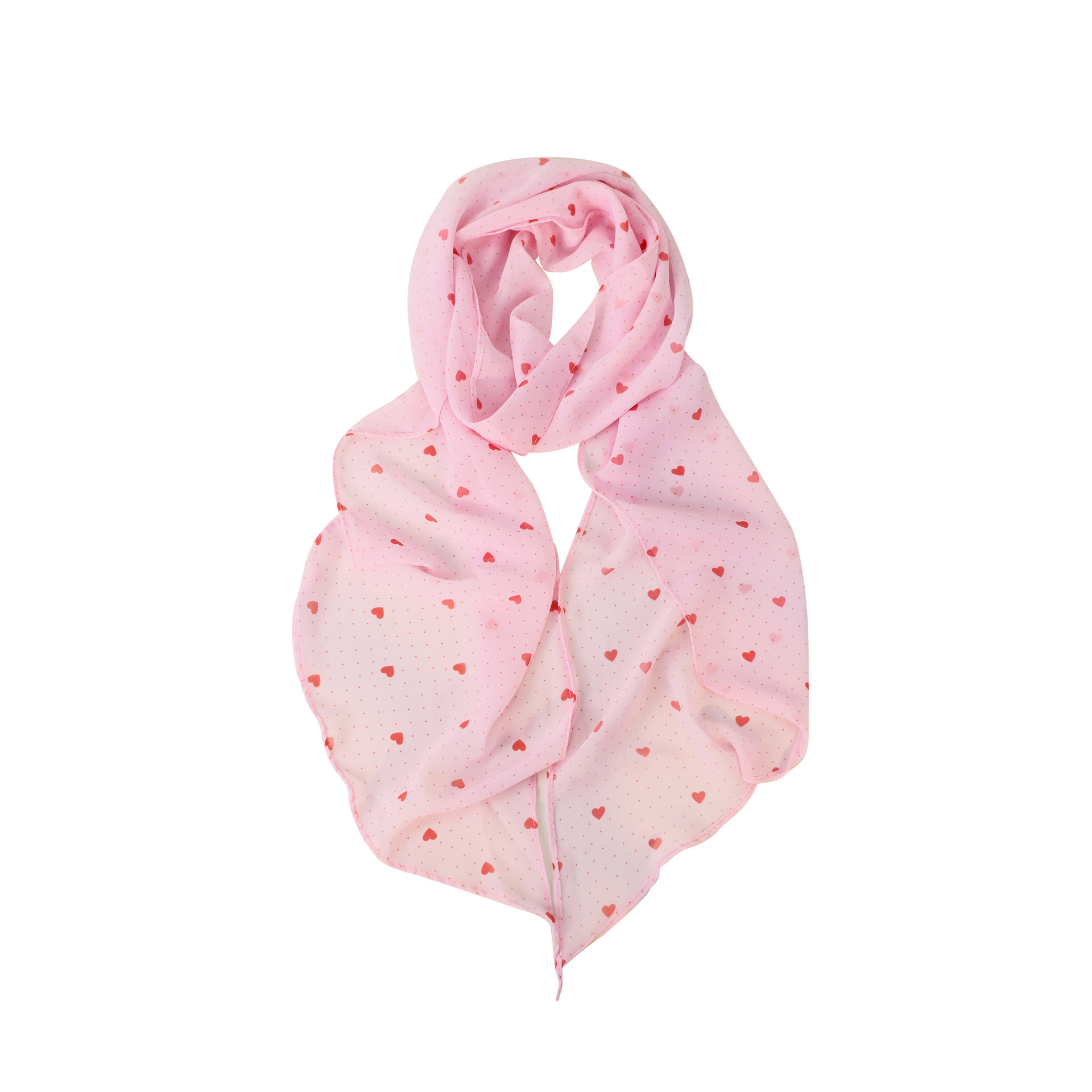 K1297 Spring and summer new silk scarf for women, georgette sunscreen headscarf, bright long strips, polka dot love, light and thin scarf for outer we