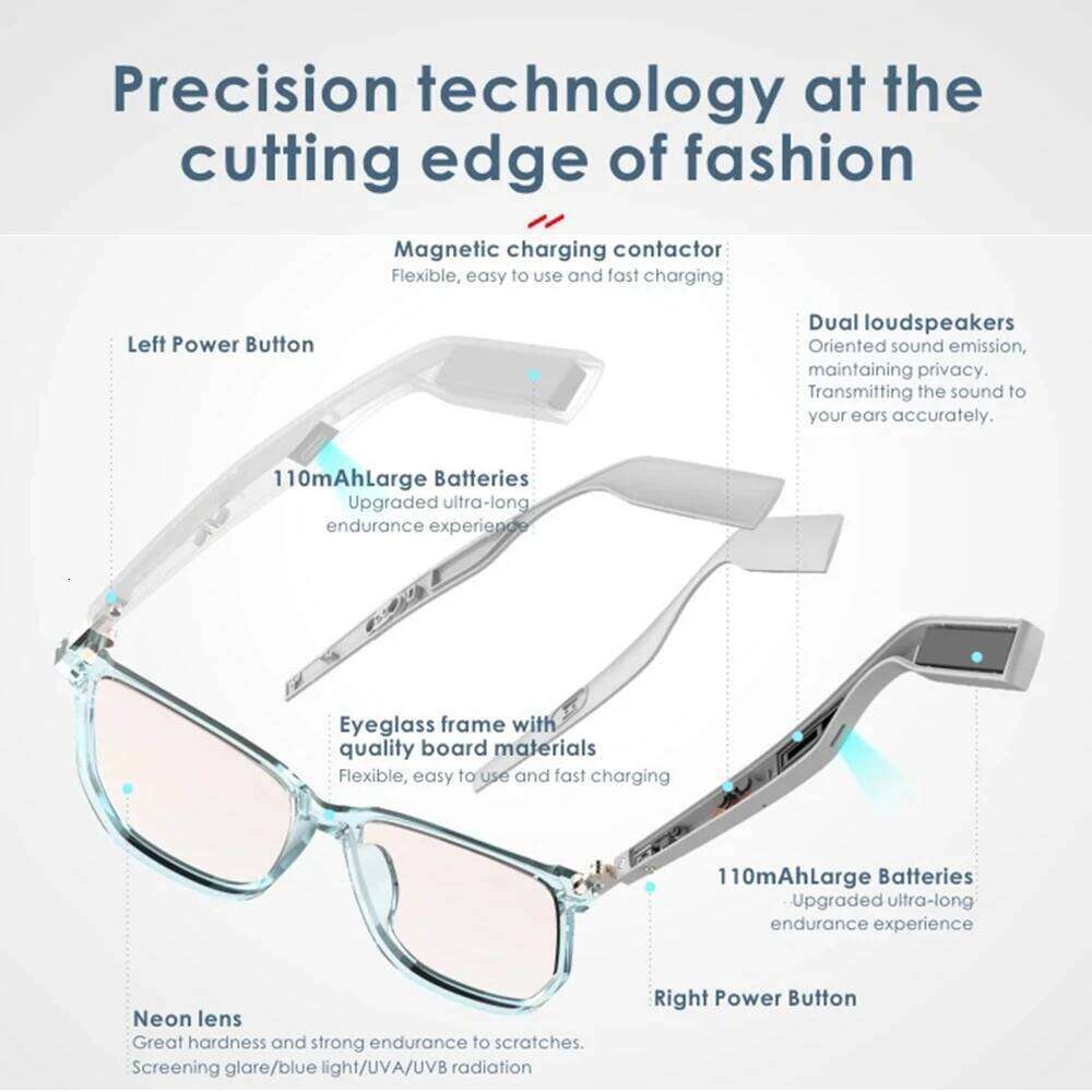 Designer Brand with Bluetooth Call Wireless Audio Tentacle Free Call Stereo Music Headset Smart Sunglasses