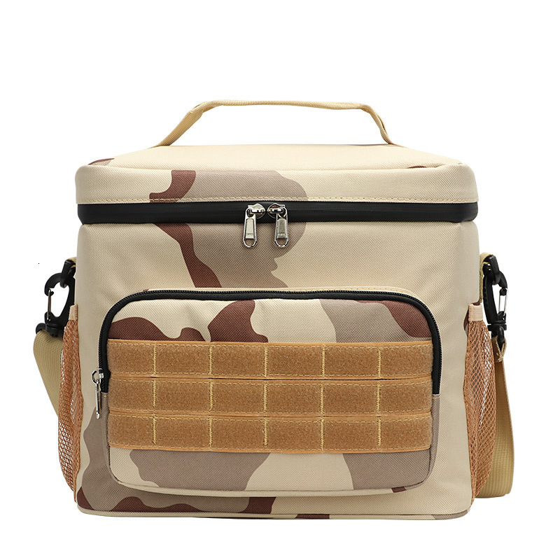 Square outdoor waterproof camouflage insulation bag wear-resistant Oxford cloth portable insulation bag convenient lunch box bag for work 240509