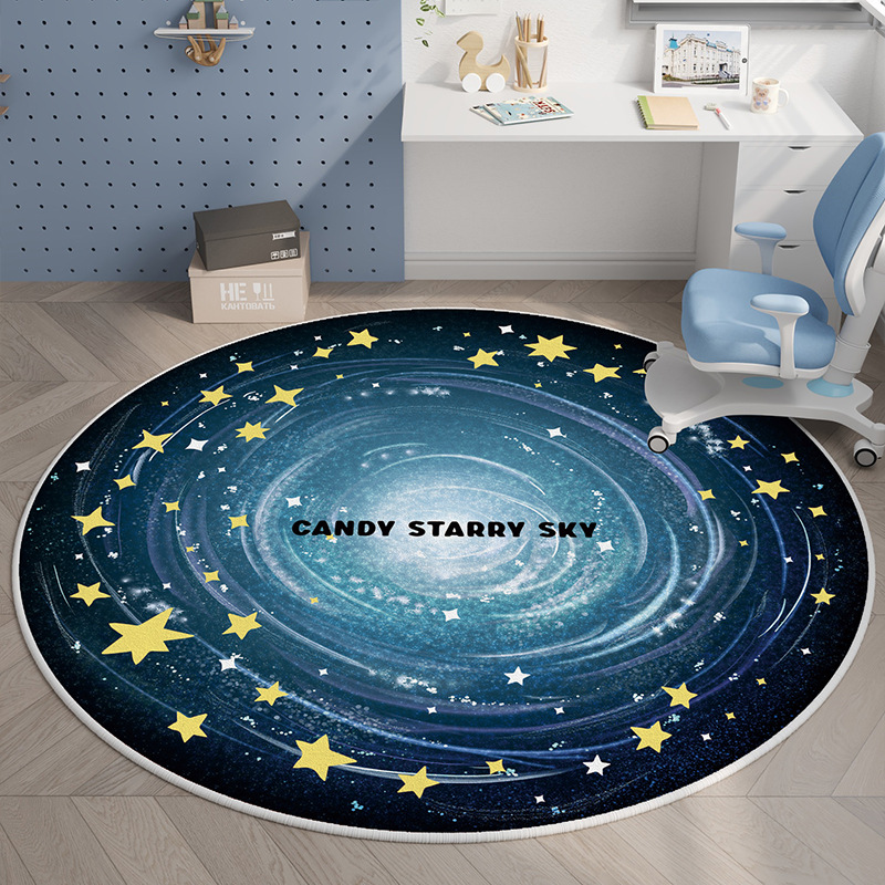 Simple Imitation Cashmere Home Decorative Round Carpet Bedroom Bedside Entrance Non-slip Comfortable Floor Mat