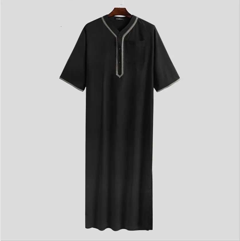 New Eid Muslim Islamic Middle East Abaya Dubai Malaysia Loose Gown Button Shirt Men Clothing Jalabiya Abayas Ramadan Caftan W250711 - view 7