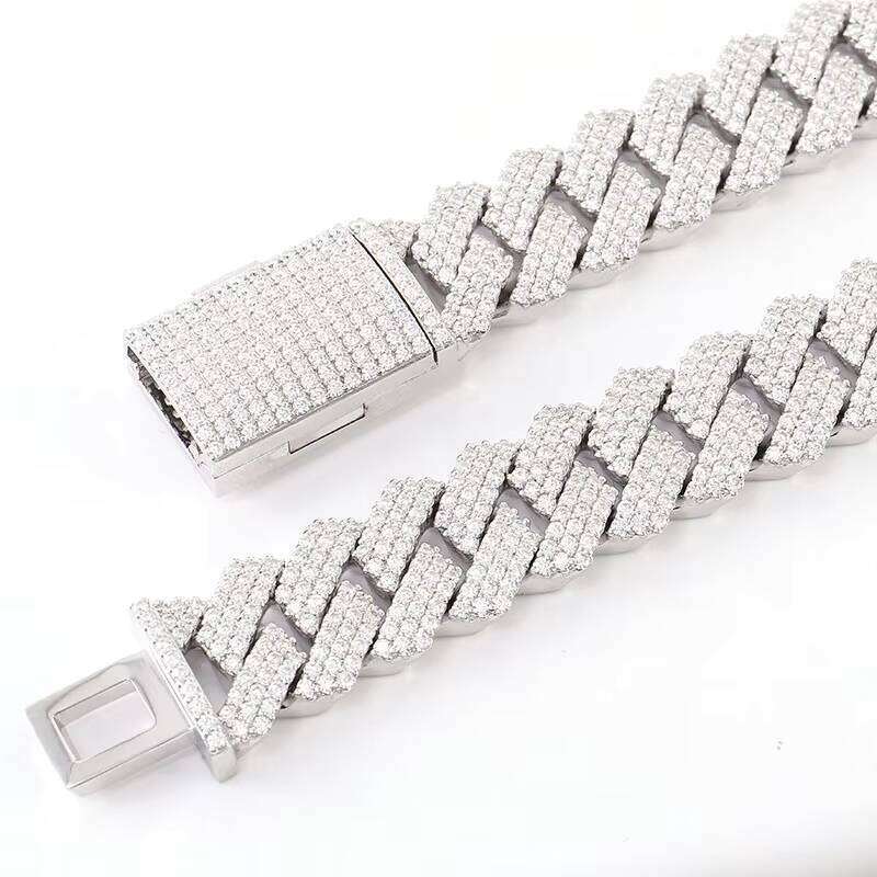 2022 Jewelry Pure Sier White Gold Plated DEF VVS Moissanite 8mm Hip Hop Cuban Chain Necklace