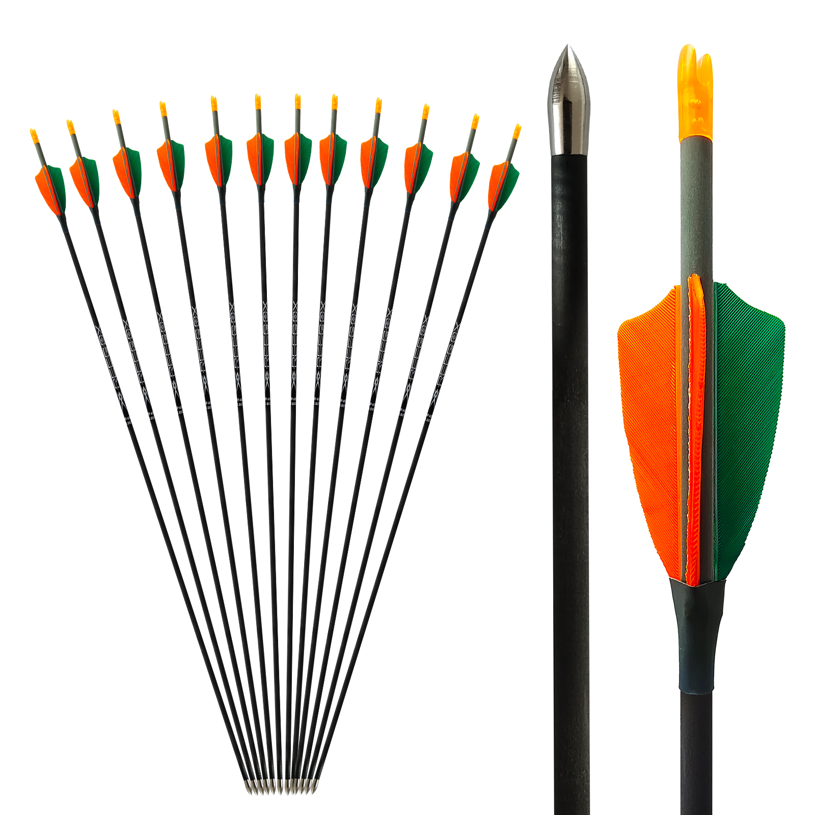Turkey Feathers Hunting Arrows Targeting Arrows Carbon Archery 31inch 4.2mm Arrows Spine 350-1500 (12Pcs )