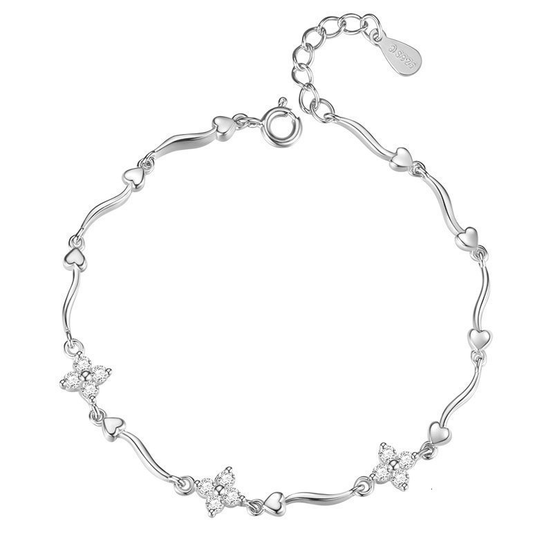 Delicate and Exquisite Heart Wave Bracelet Four-Leaf Flower Heart Inlaid Diamond Fashionable Versatile Niche n Accessory Trend 250710