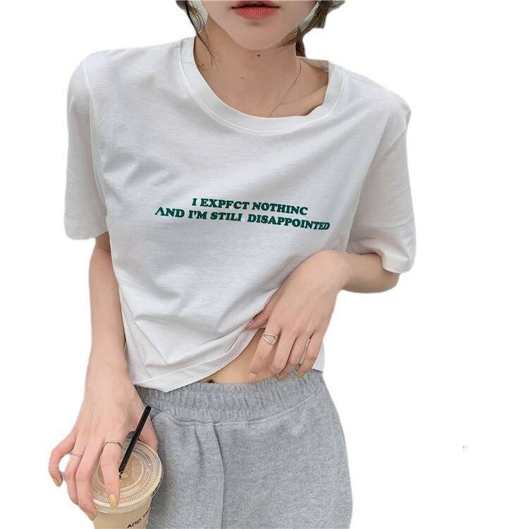 Summer Korean Version New Loose Crop Top With Letter Print Super Popular Short Sleeve T-Shirt For Women B5