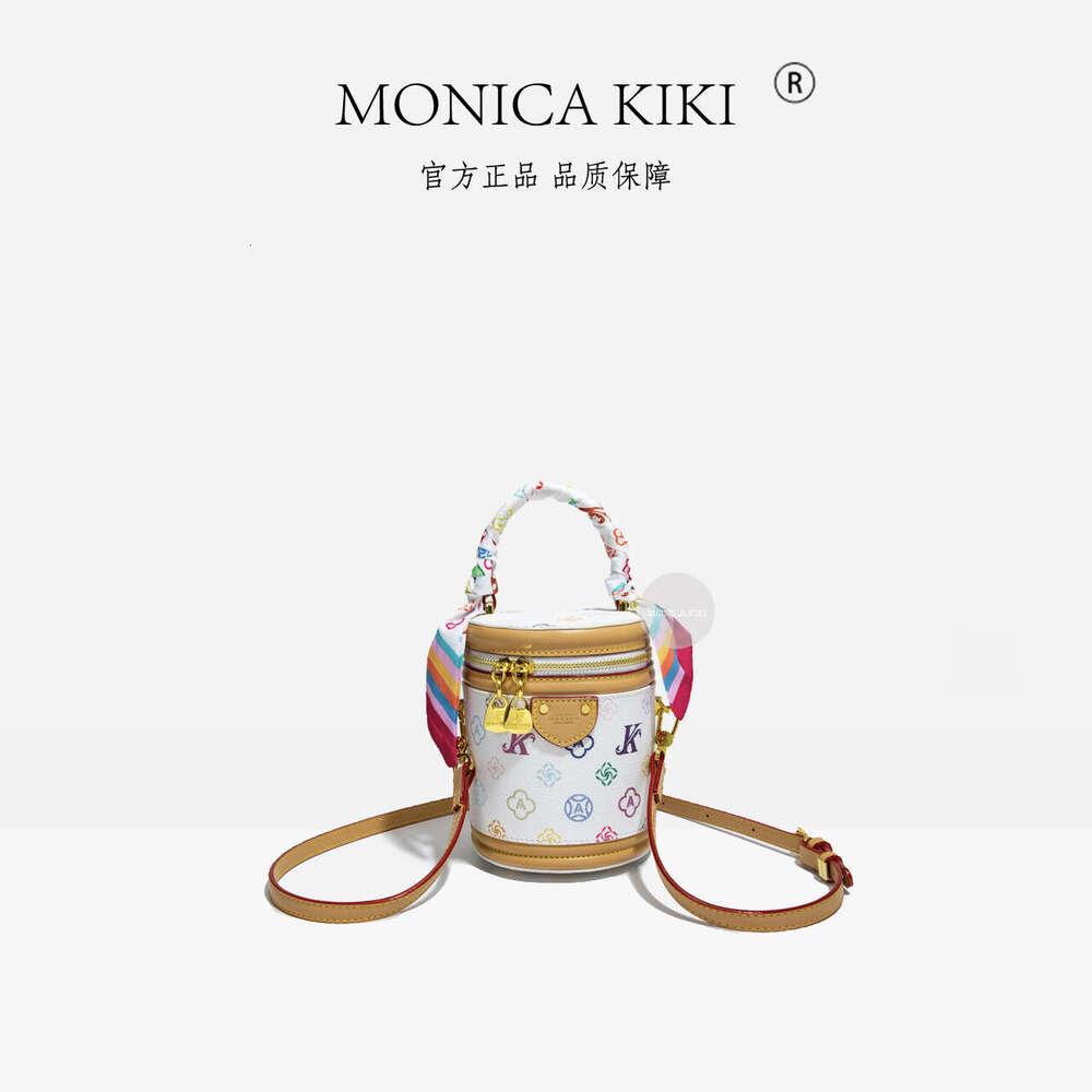 Monica Chic Monogram White Tricolor Trendy Fortune Bucket Fashion Versatile Crossbody Shoulder Bag for Women
