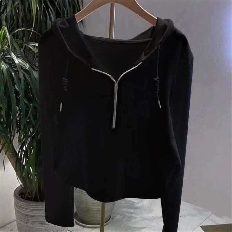 Irregular Solid Color Hooded Sweatshirt For Women Autumn New Fashionable Long Sleeve T-Shirt Women's Base Shirt Top Ins Trend B5