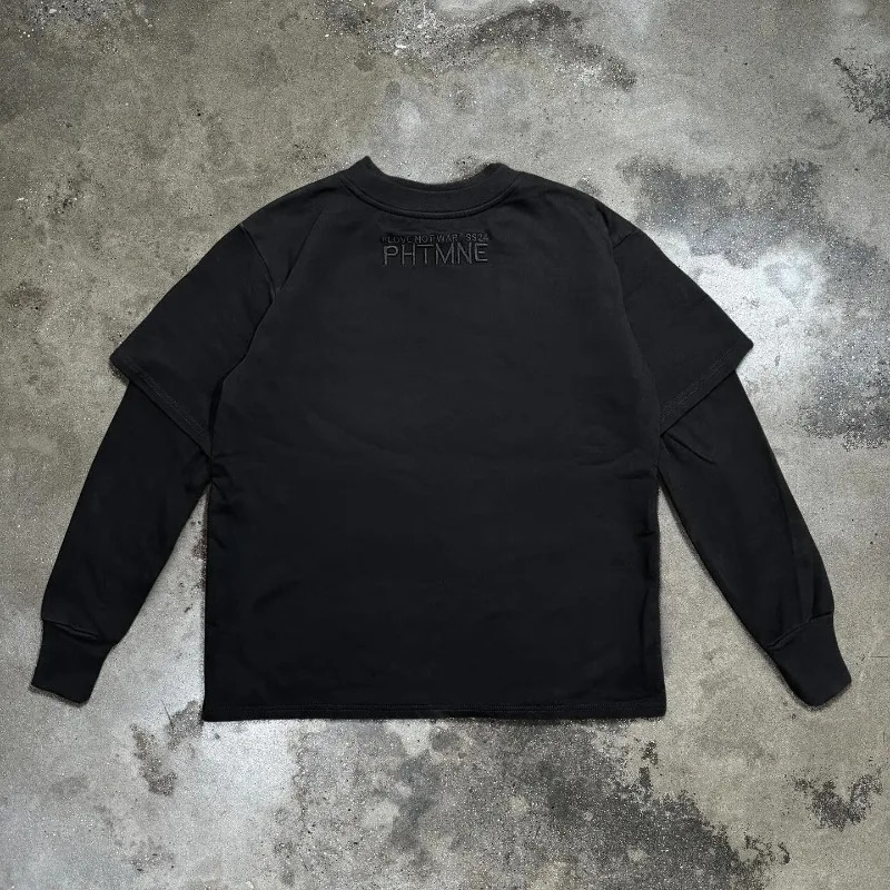 Y2k European and American letters printed cotton top men Gothic Harajuku fashion long-sleeved patchwork hoodie sweatshirt 250707