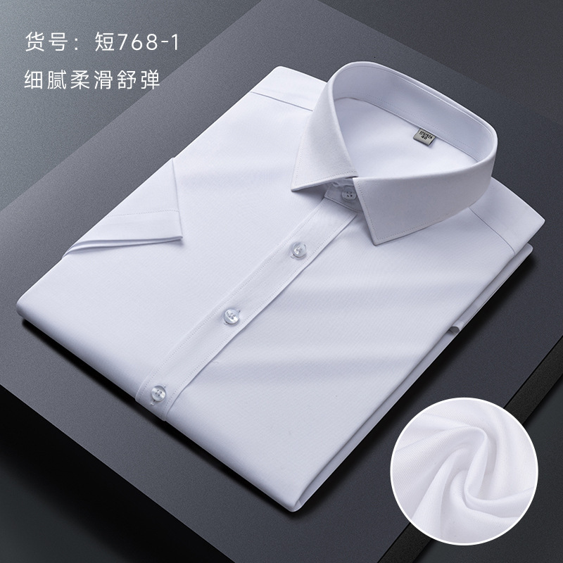Men's Short Sleeve Modal Non-Iron Stretch Wrinkle-Resistant Business High-End Casual Work Shirt