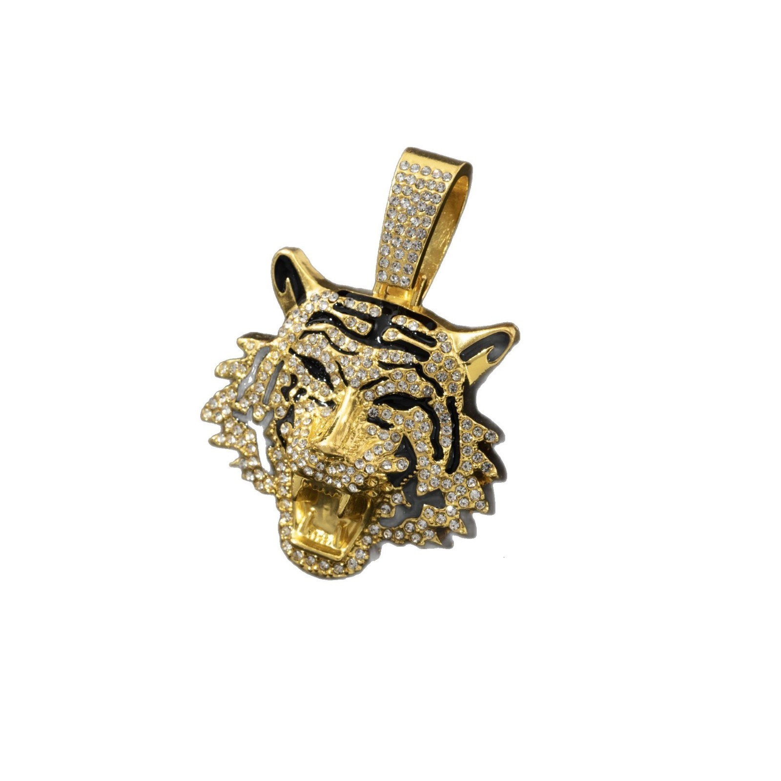 Unique Zinc Alloy Dominant Tiger Pendant Cuban Chain Hip Hop Cool Punk Niche Inlaid Necklace 250710