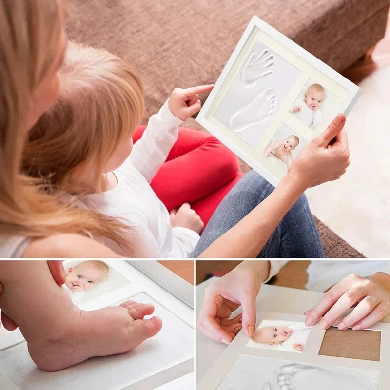 Milestone Decor Gift Newborn Hand Foot Print DIY Photo Frame With Mold Clay Imprint Kit Baby Souvenirs H260306