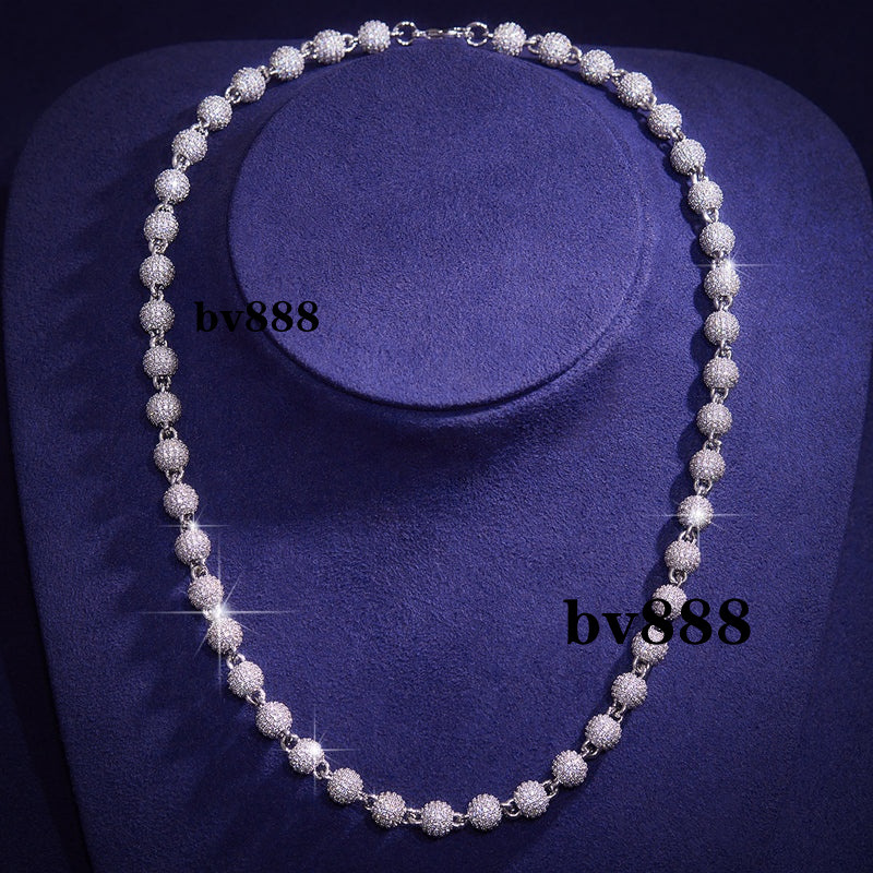 New Style Hip Hop Rapper Jewelry Bling Sterling Silver 8mm Moissanite Iced Out Ball Chain