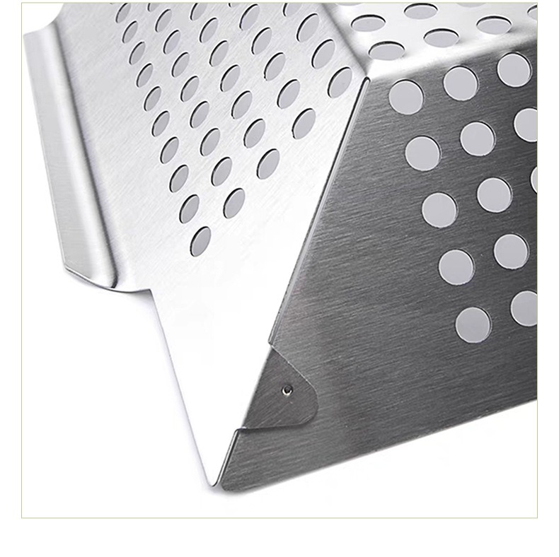 Heavy Duty Stainless Steel Grill Basket for Vegetables 2-Pack BBQ Grill Outdoor Cooking Fits Gas Charcoal Grills Smokers Perfect Grilling Accessories 