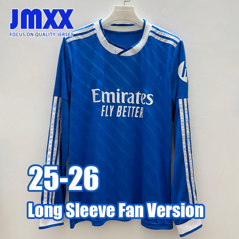 XXXL 4XL JMXX Long sleeves 25 26 Reales Madrides Soccer Jersey Home Away Third Pre Match Training Special Mens jerseys Uniform Football Man Shirt 2025 Fan Version