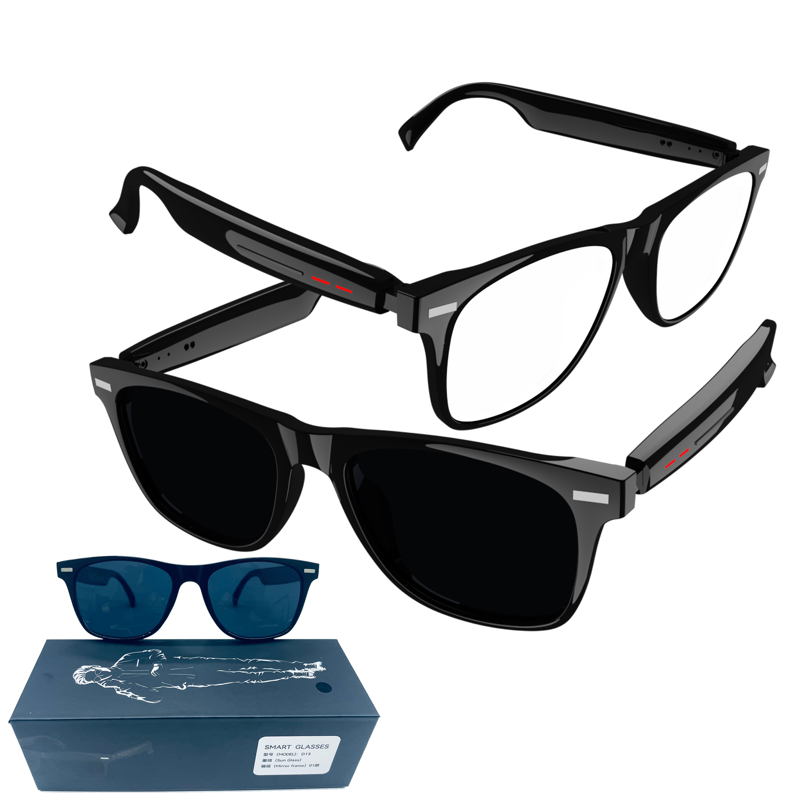 Smart Glasses Camera Remote Shoot Bluetooth Call Music Stereo Mic Men Touch Sunglasses AI Voice Assistant For Android IOS Phone