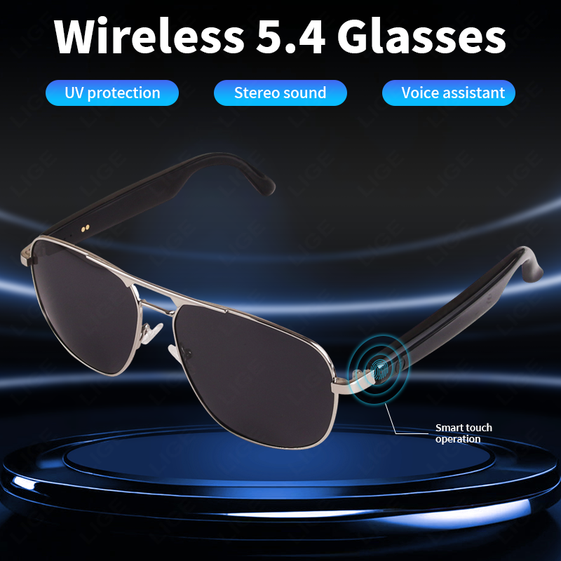 Smart Bluetooth sunglasses UV400 for both men and women, audio glasses with open-ear speakers, music control, calls, voice assistant, suitable for iOS