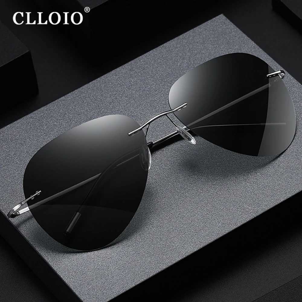 CLLOIO tralight Pure Titanium Polari Sunes Men ot Rimss Anti-Glare Driving es UV400 Fashion Sunshade Eyewear W250709
