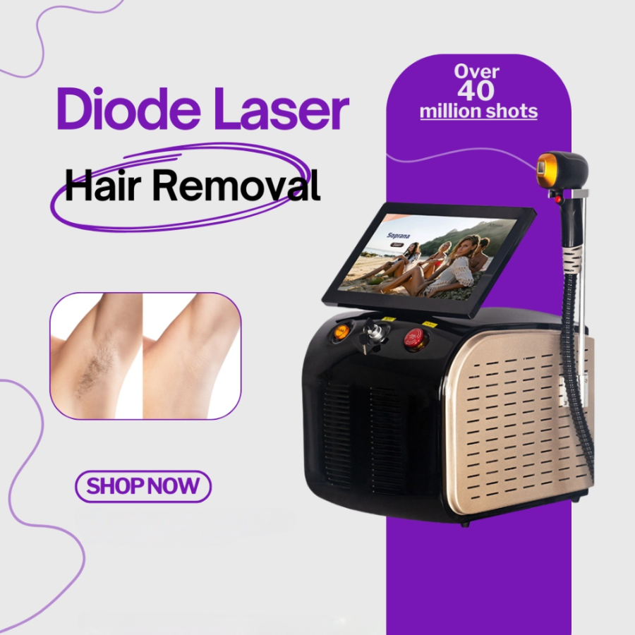 The latest professional portable 3 wavelength titanium ion painless permanent laser hair removal machine in Suitable for home and beauty salon