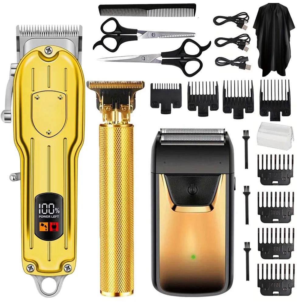 Professional Hair ClippersHair TrimmerBeard Shaver for Men Cordless Barber Clipper Cutting Kit Haircut Grooming 250709