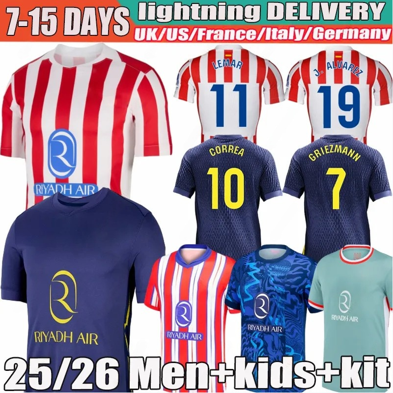 25 26 camiseta Madrids #19 J. ALVAREZ #7 GRIEZMANN Soccer Jerseys J.M. GIMENEZ M.LLORENTE KOKE SAUL Correa MEMPHIS 2024 football shirt men kids kit