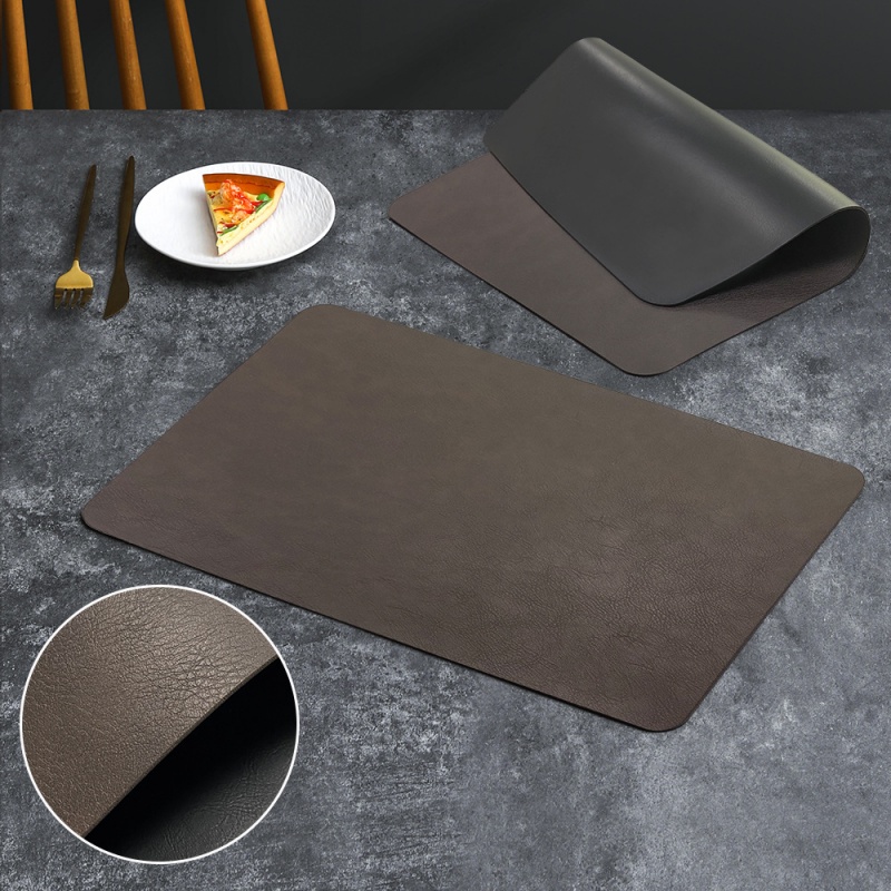 6 pieces PVC Double-sided Leather Dining Table Mat, Desktop Decoration, Home Dining Plate Mat, Anti Slip Bowl Mat, Thermal Insulation Mat