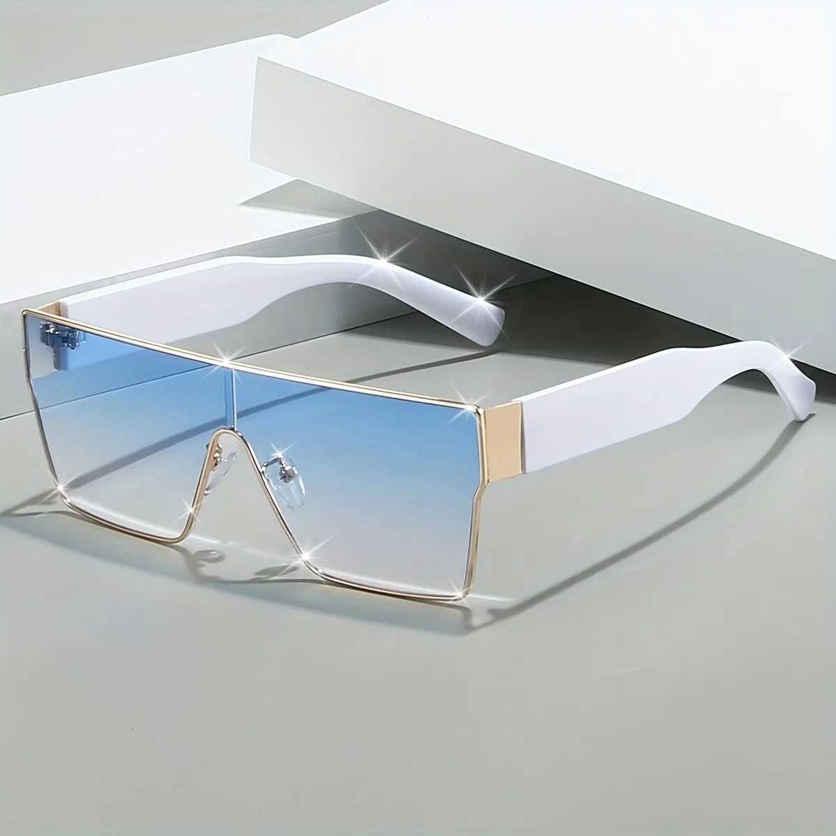 Square Sunglasses Women Men Fashion Trendy Luxury Brand Design One Piece Decoration Sunglasses Outdoors Travel Driving UV400 W250709