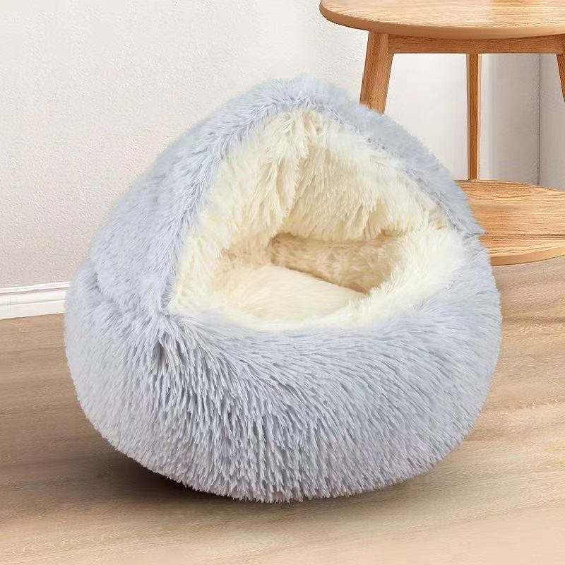 Warm Soft Plush Pet Bed-Semi-Enclosed Shell-Style Nest, Universal for Cats and Dogs,Cozy Cat Mattress Sofa Bed