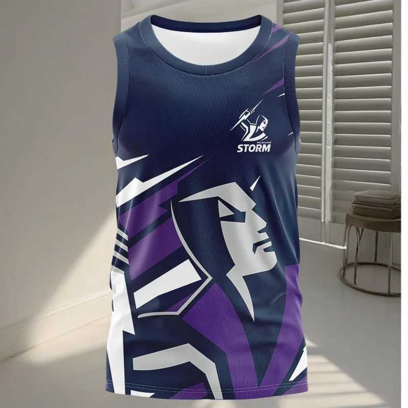 3D Printed Summer Mens and Womens NRL Storm Melbourne Storm Training Vest Outdoor Sports Quick Drying Breathable Vest z250710H6WW