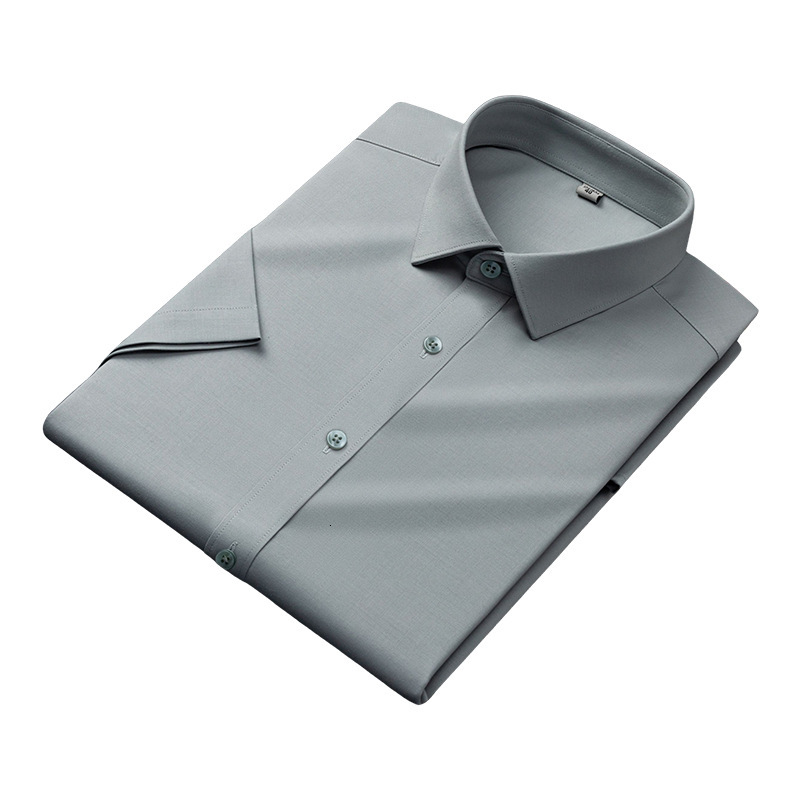 Men's Short Sleeve Modal Non-Iron Stretch Wrinkle-Resistant Business High-End Casual Work Shirt