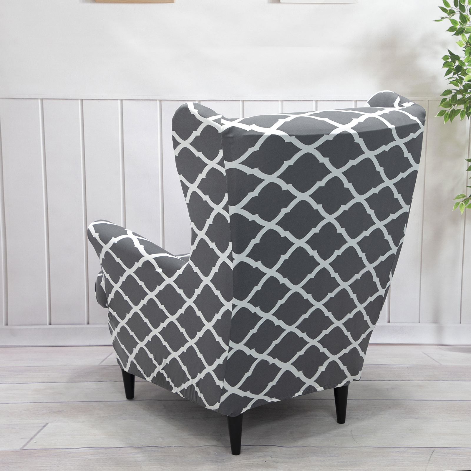 Stretch Wingback Sofa Slipcover Floral Print Armchair Protector Couch Wing Chair Slipcovers Sloping Arm King Back Chair Covers