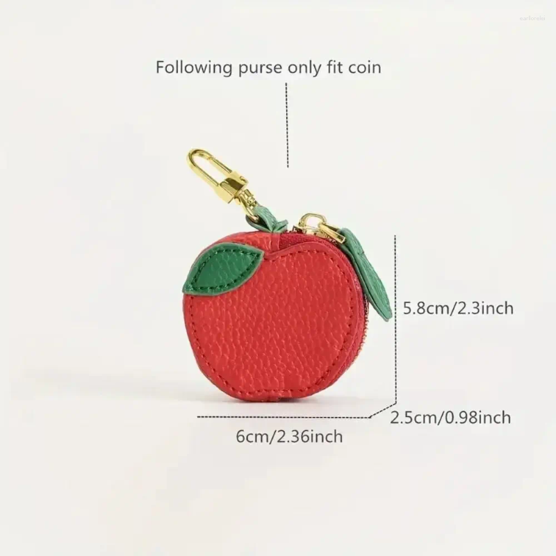 Keychains Portable Cherry Fruit Shape Coin Purse Cute Strawberry PU Leather Pendant Wallet Bag Earphone Outdoor