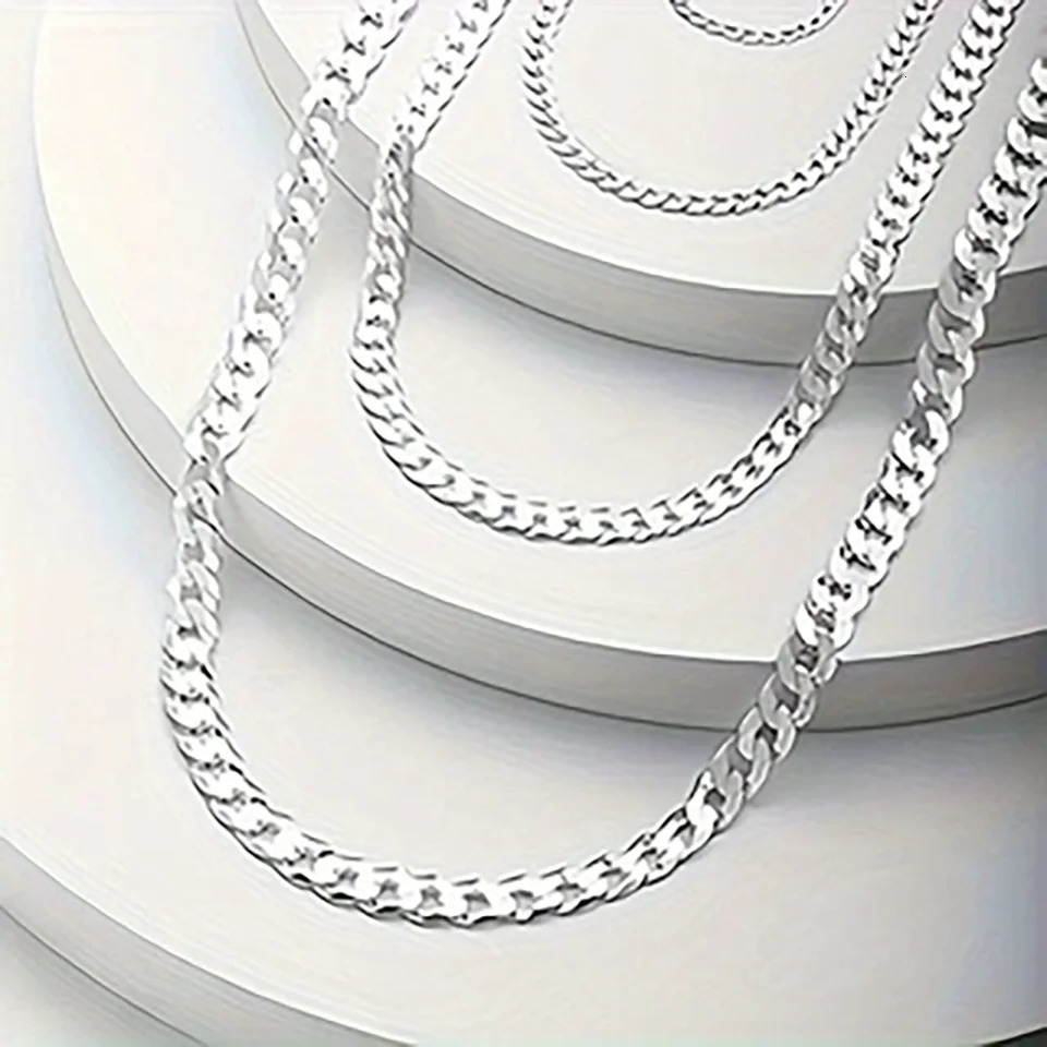 7mm Mens Cuban Link Chain 925 Sterling Silver Necklace Curb Cuban Link Chain Chokers for Women Hip Hop Jewelry Ships from USA 250707