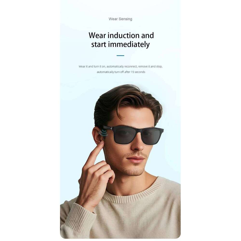 Designer brand remote control shooting bluetooth music driving headset calling AI voice assistant men and women smart touch sunglasses