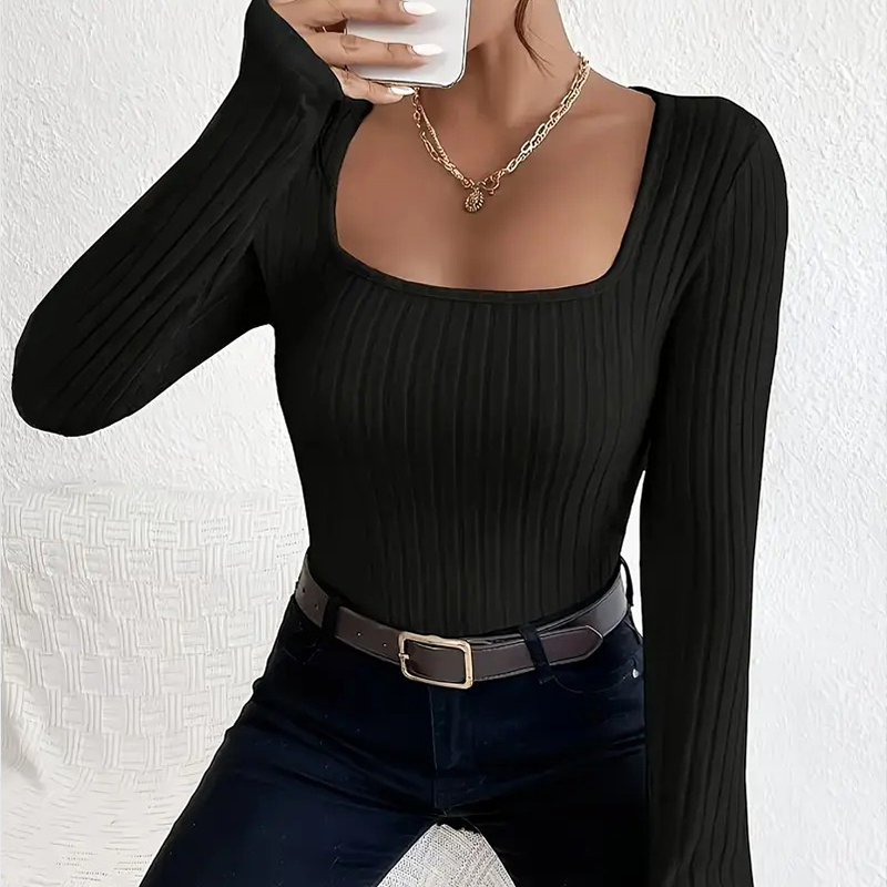 Women's Knits & Tees Cozy Ribbed Long Sleeve T-Shirt by Women Fashion Collection