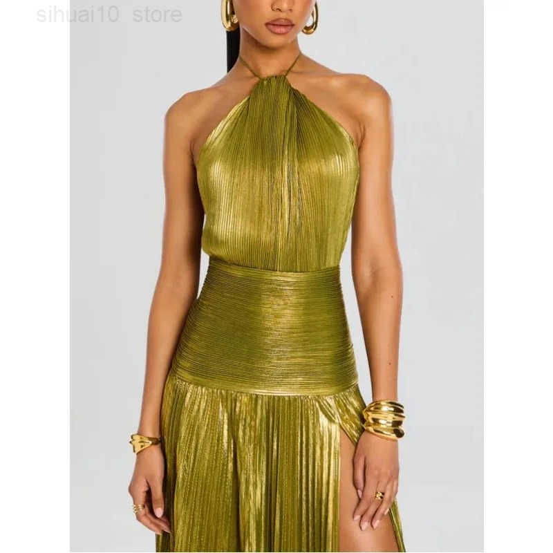 Elegant Women's Corset Cocktail Dress: Off-Shoulder Halter Gown with Slit for Parties & Special Occasions C260312