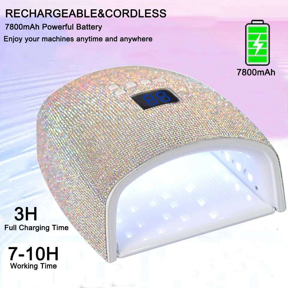 Pro Cordless LED Lampada per Unghie 7800mAh Rechargeable UV light for Nail 66W Gel Polish Curling Lamp with Dias X250710