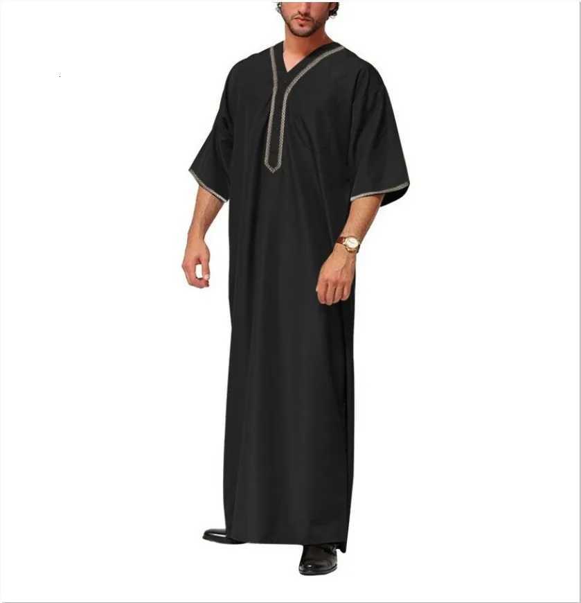 New Eid Muslim Islamic Middle East Abaya Dubai Malaysia Loose Gown Button Shirt Men Clothing Jalabiya Abayas Ramadan Caftan W250711 - view 3