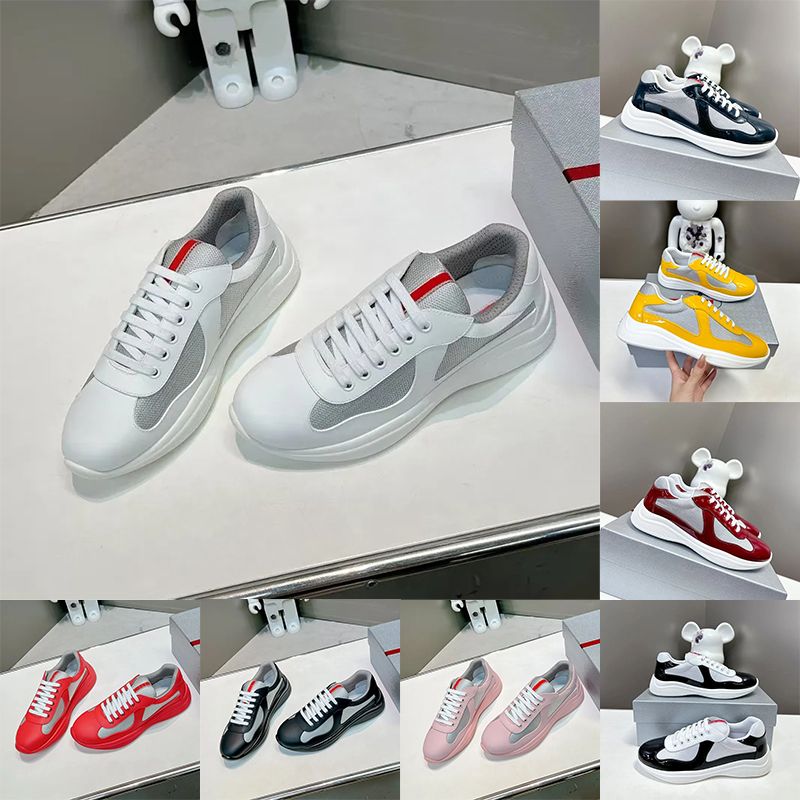 Designer sneakers mens trainer cups shoes classic fashion sport mens women shoes luxury american cup Patent leather mesh nylon black orange casual platform shoes