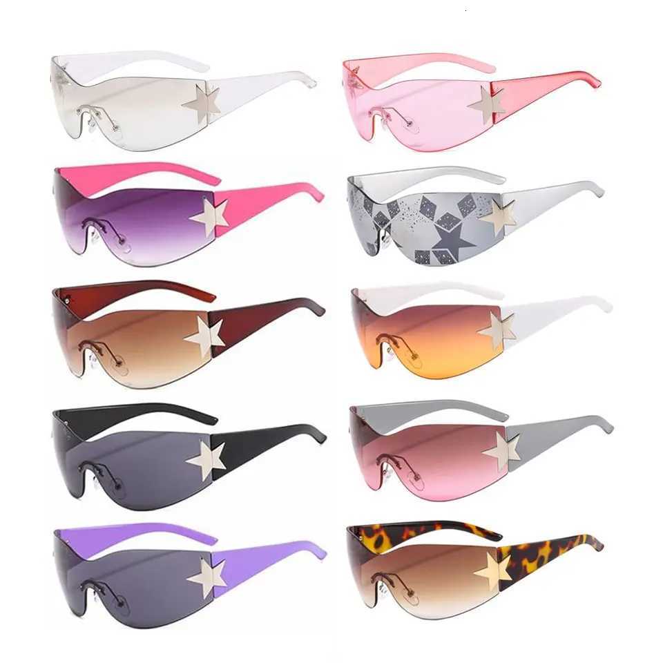 Oversi Star Rimss Y2K Sunglasses Trendy Wrap Around Punk Sunglasses One Piece Cycling Goggles UV400 Sports Driving Eyewear W250709
