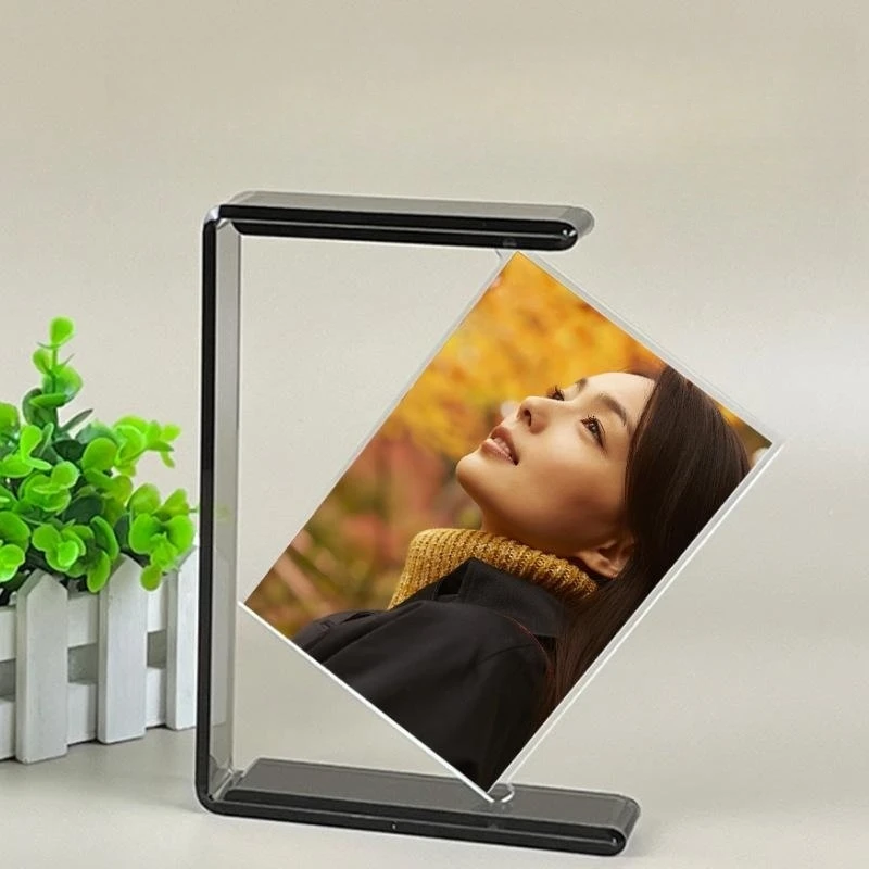 Creative Double-sided Rotating 6-inch High-definition Transparent Acrylic Photo Frame for Weddings and Home Decor H260306