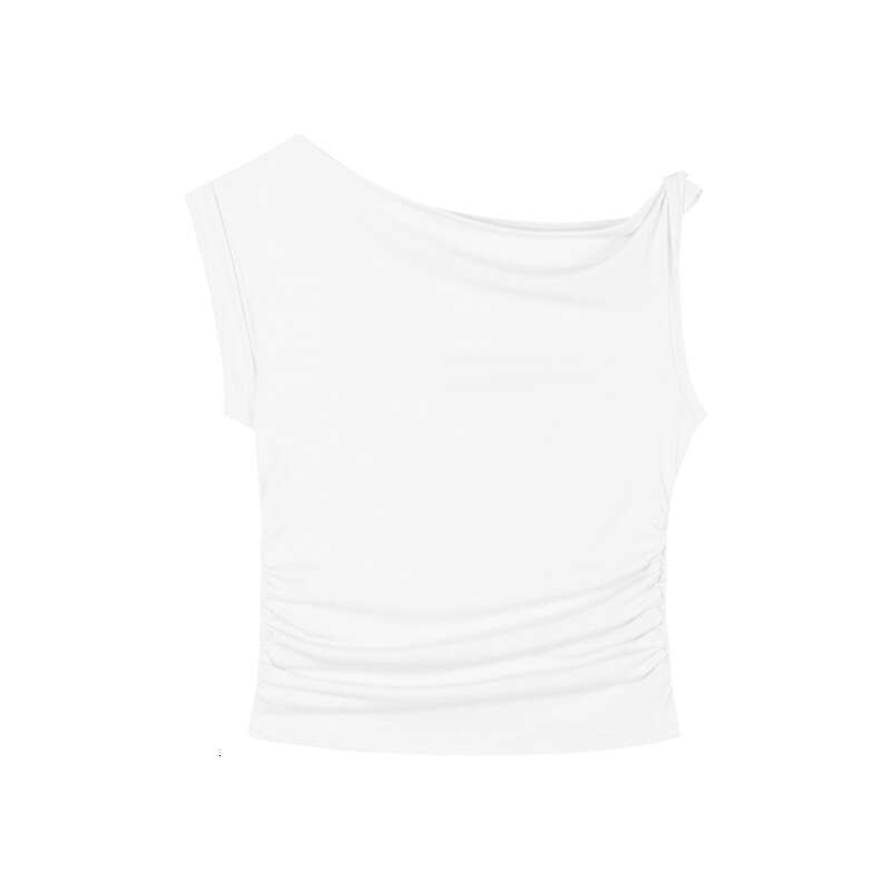 Spicy Girl Off-Shoulder Sleeve T-Shirt For Women Summer Pure Desire Style Sexy Irregular Design Ruched Short Top B5