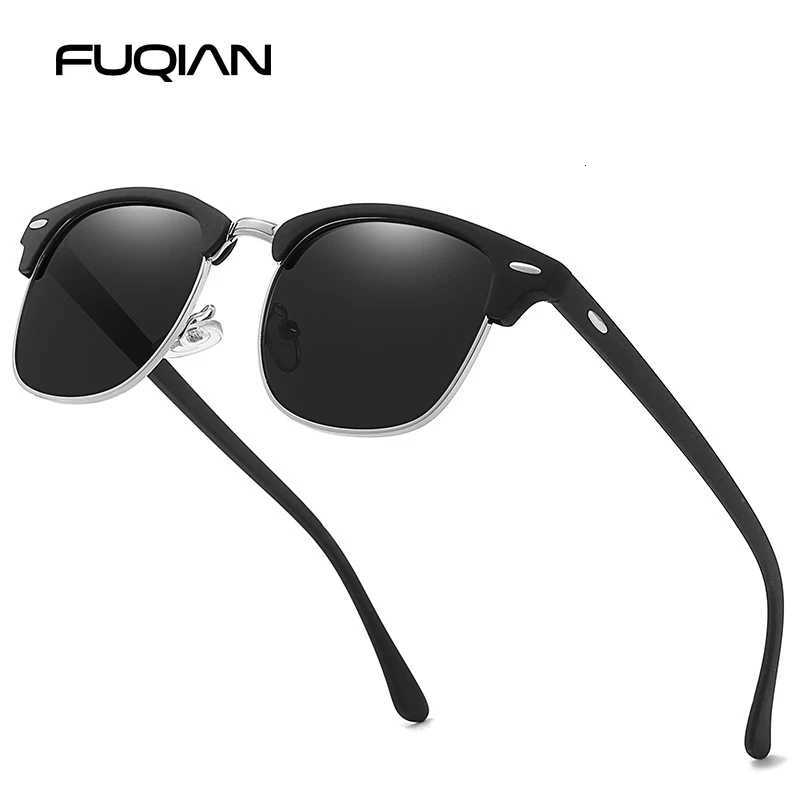 ic Half Fe Polari Sunes Men Wen Retro Rivet Small Sun es Ma Popar Black Anti-Glare Traveling S W250709