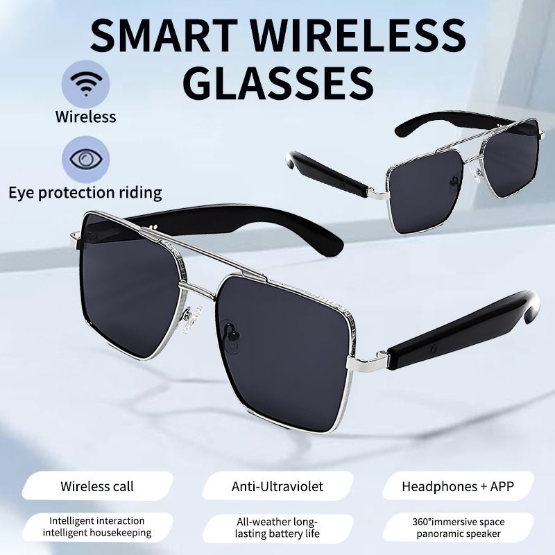 LIGE Women's anti-blue light glasses with a 7-day long standby time, UV protection, water resistance, wireless music and call support, and voice 
