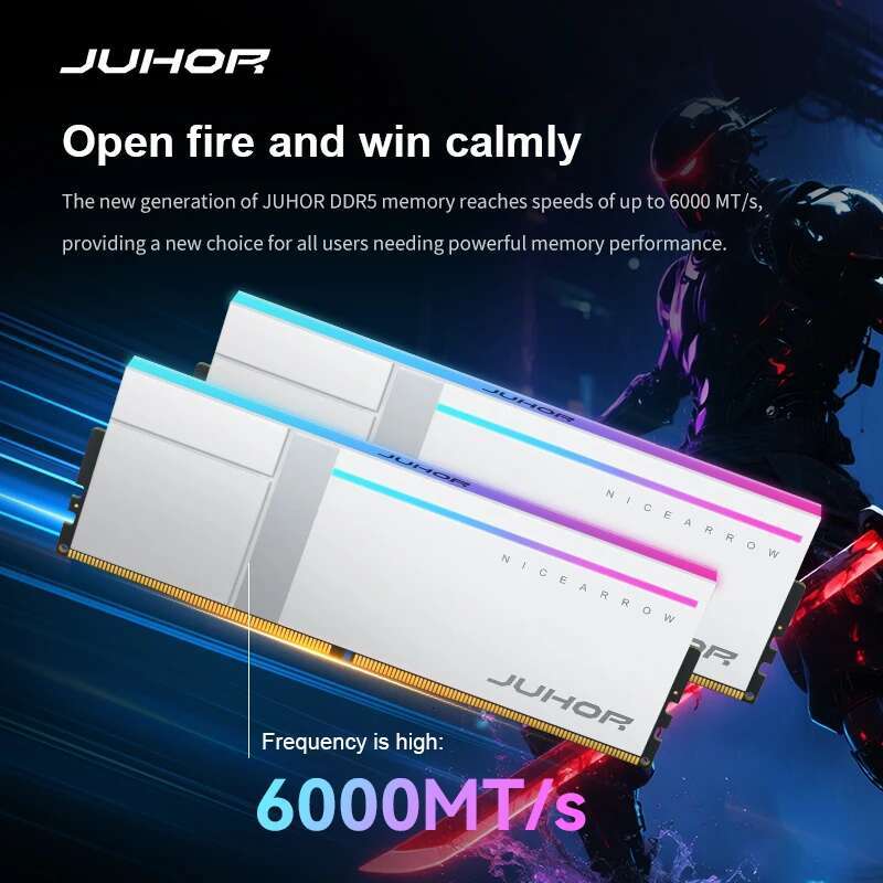 JUHOR RGB DDR5 32GB(16GBX2) 6000MHz 6800MHz DDR5 Desktop Memoria Ram