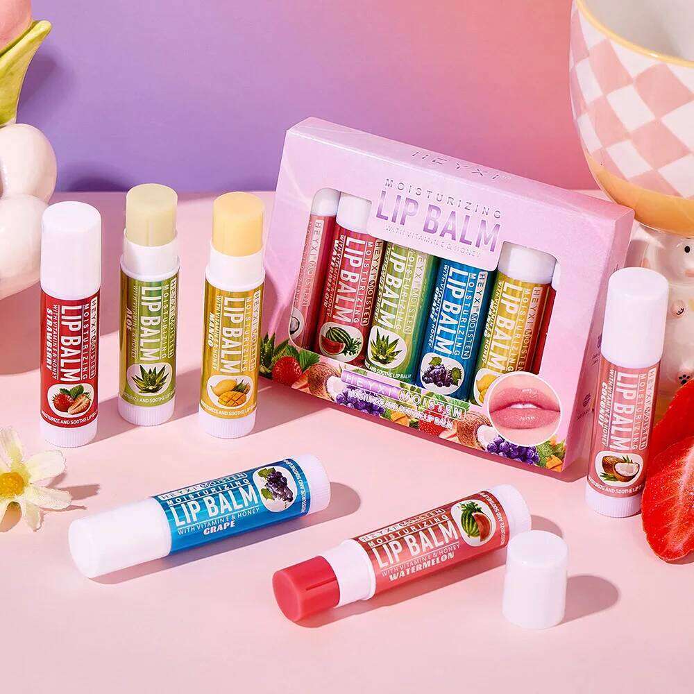 Fruit Natural Strawberry Grape Flavor With Vitamin E and Coconut Oil Care Moisturizing Smoothing Lip Balm X250710