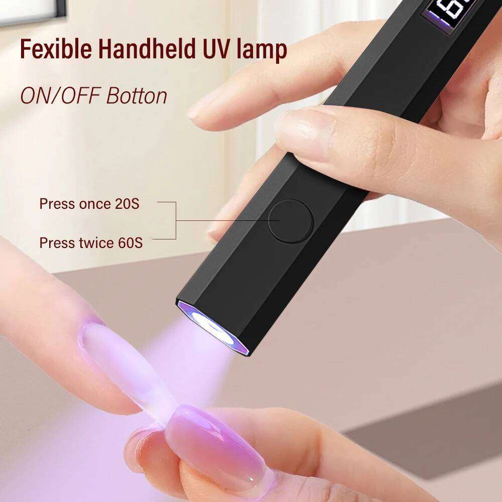 Lulaa Nail Lamp Met Led Display Portable Metallic Mini UV Light with 2 Timers 20S/60S Gel Nails for Home Salon X250710 X250710