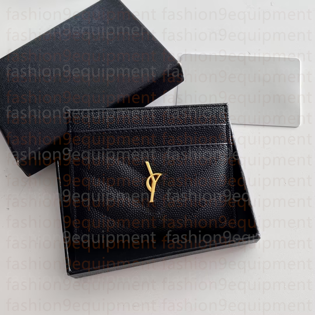Top Luxury Designer Caviar Card Holder Leather Purse Fashion Y3 Womens Purses Mens Key Ring Credit Cards Wallet Bag Travel Documents Passport Holders with box card